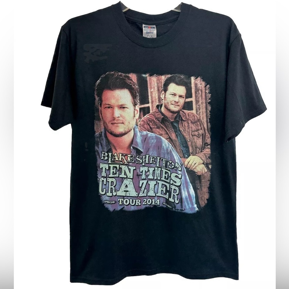 2014 Blake Shelton Ten Times Crazier Concert Tour Band T Shirt Medium Black
